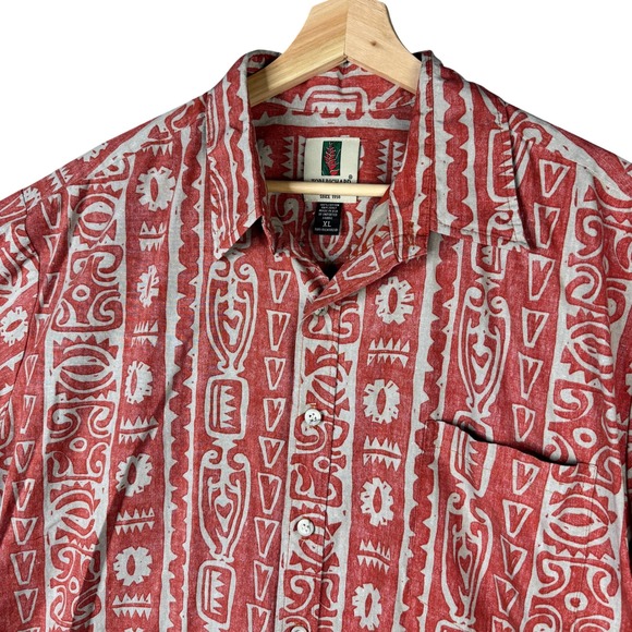Tori Richard Other - Tori Richard Mens XL Red Tribal Geometric Cotton Hawaiian Aloha Shirt 0500R 5506